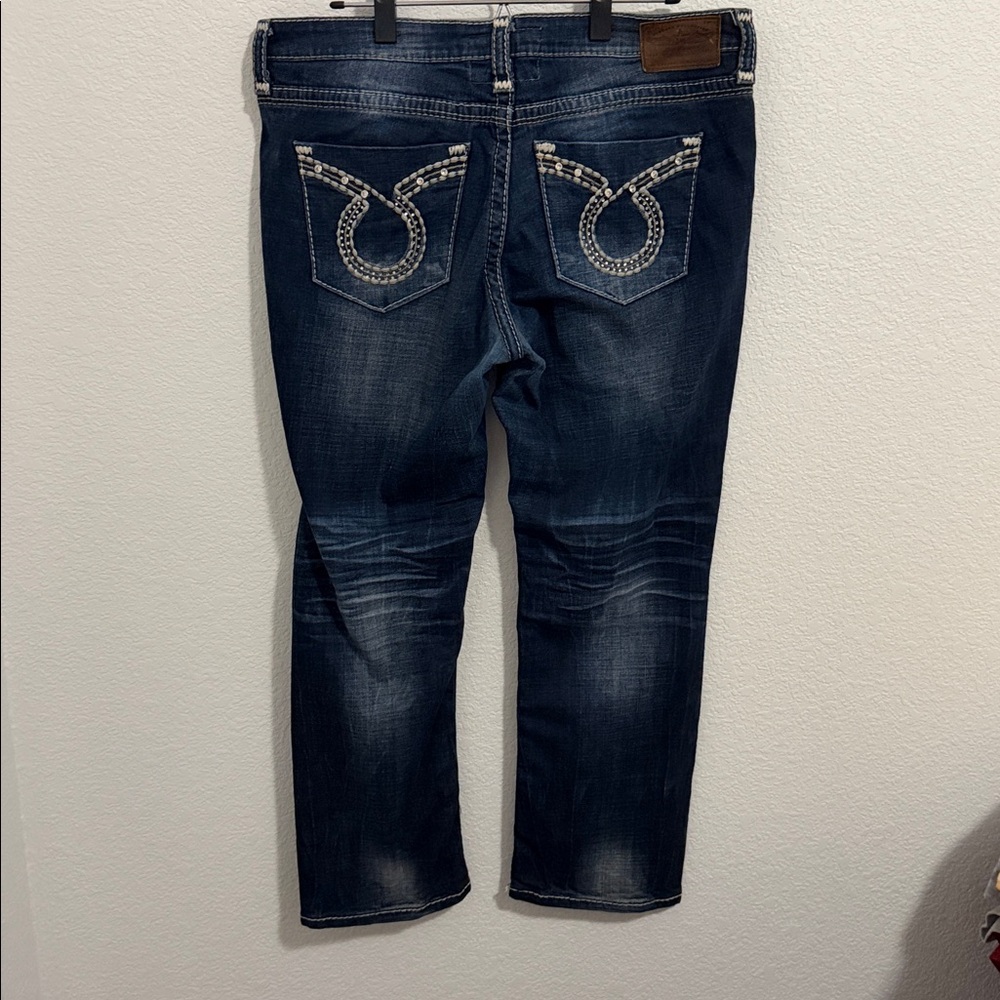 Big Star Maddie Dark Blue Distressed Denim Jeans Size 32 - Picture 7 of 10